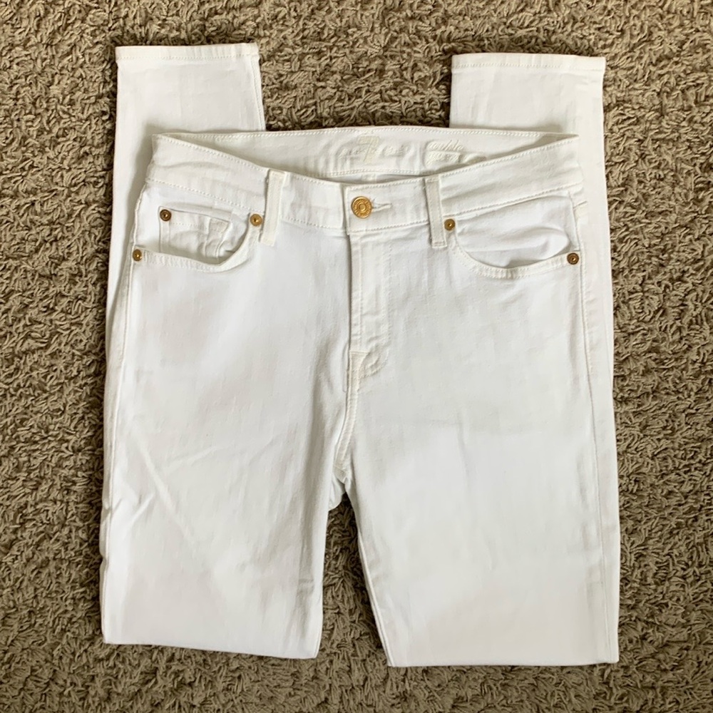 7FAM Gwenevere ankle skinny white jeans size 27